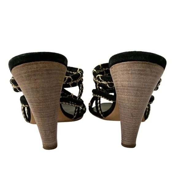 VICINI Tapeet, Strappy Mule Slide Heeled Sandal, Black, Tan, Brown - Picture 7 of 10